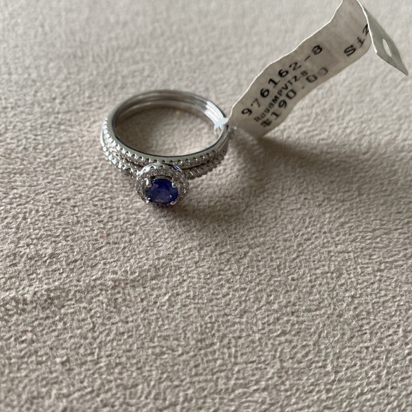Imitation Sapphire Engagement Set - Picture 2 of 4